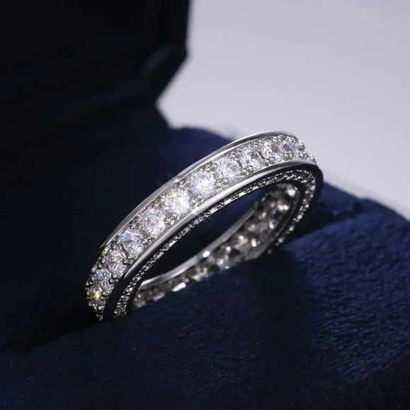 NEW 925 Sterling Silver Diamond Eternity Ring - Picture 1 of 6
